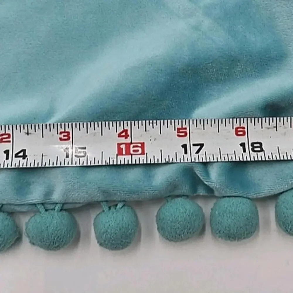 2 Velvet Throw Pillow Covers Mint Green‎ Pompom 70's Pillowcases 12x20